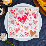 serviettes papier st valentin coeurs fleches romantiques decoration mariage festives rouges roses