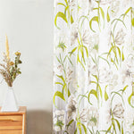 rideaux tulle feuilles tropicales bleu vert blanc modernes translucides anneaux chambre salon