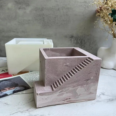 Moule silicone échelle pour pot de fleurs succulentes gris clair