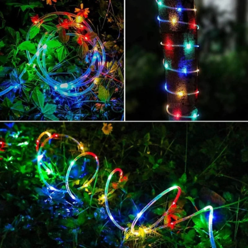 guirlande lumineuse multicolore filée moderne panneau solaire adhésif extérieur led jardin noël festive imperméable