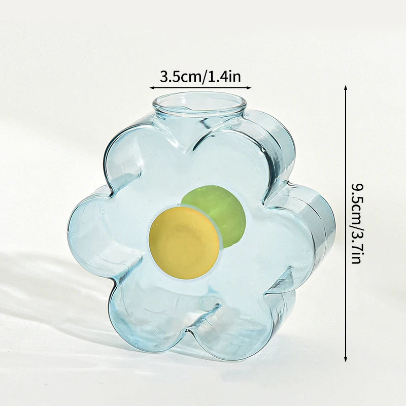 vase transparent moderne verre rouge jaune vert orange bleu intérieur fleur pot decoration