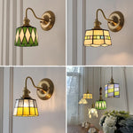 lampe suspension tiffany géométrique transparente couleurs variées triangles cercles vintage