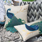 taies d'oreillers patchwork motif pavon beige traditionnel respectueux environnement maison