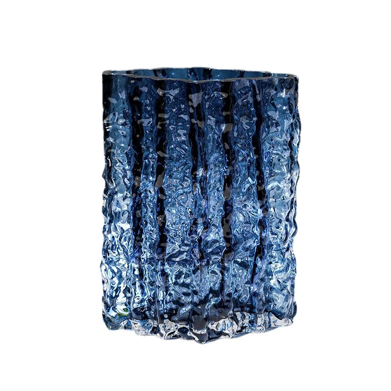 vase decoratif moderne verre texturé transparent floral table maison artístico minimaliste