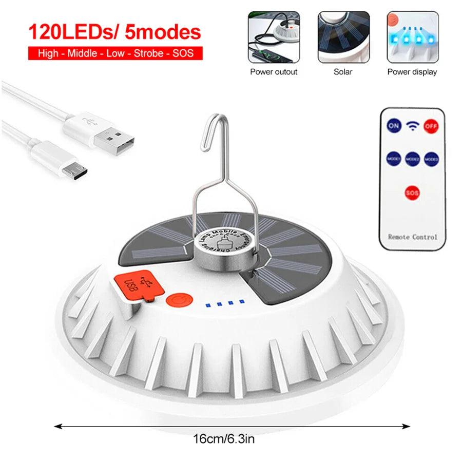 lampe solaire led rechargeable usb portable urgence camping randonnée blanc moderne