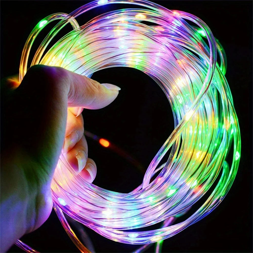 guirlande lumineuse solaire 200 led multicolore moderne 20m ip65