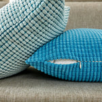 coussin velours côtelé gris orange bleu moderne rayures horizontales 30x50cm machine lavable