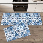 tapis sol antidérapant moderne patchwork bleu blanc beige orange 40x60cm 50x80cm