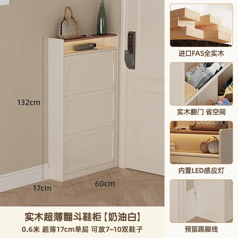 meuble chaussures moderne compartiments étagère beige clair panneaux mdf rangement minimaliste entrée