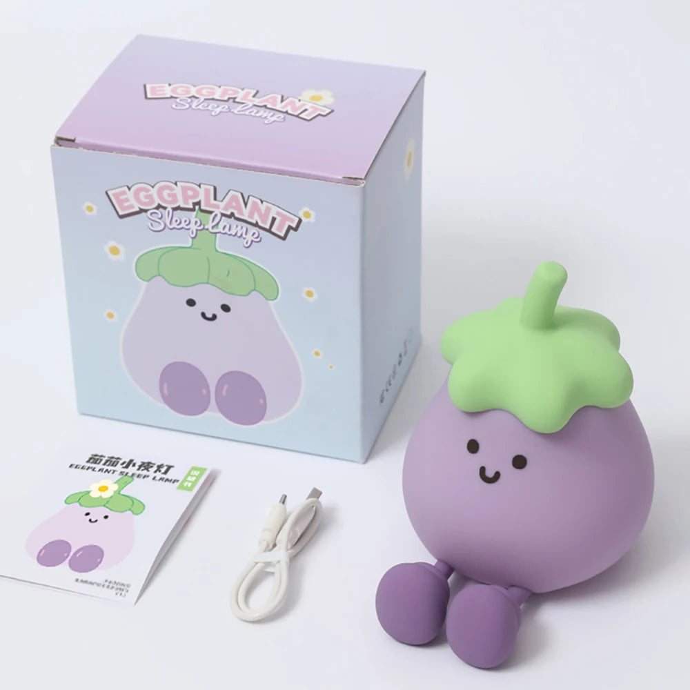 lampe nuit enfant rechargeable usb led souriante dessin animé rose clair joues rouges feuilles