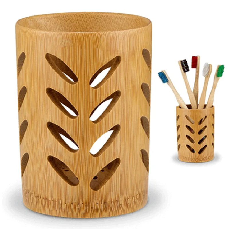 pot crayons bambou perforations circulaires moderne minimaliste naturel brun clairstylos diversescouleurs