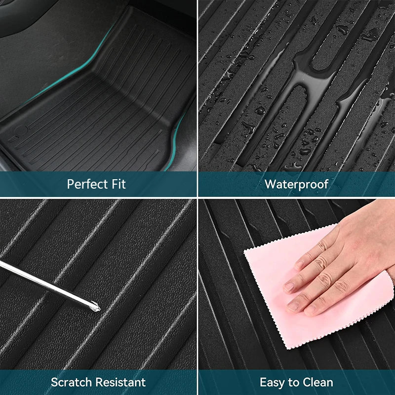 tapis sol voiture noir rayures horizontales moderne antidérapant étanche plastique fibre synthétique