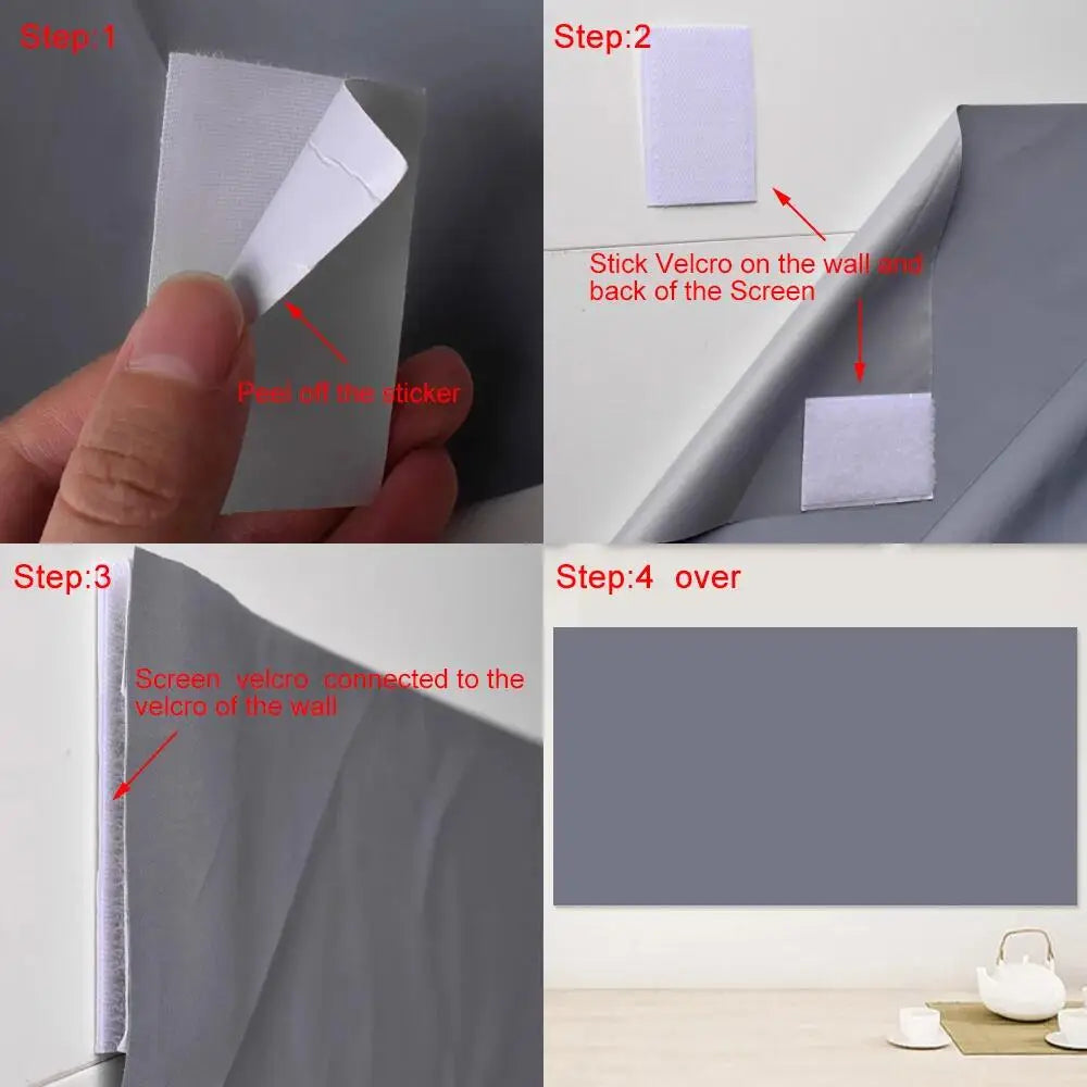 écran projection gris uni portable moderne velcro pvc certifié 60 84 100 120 130
