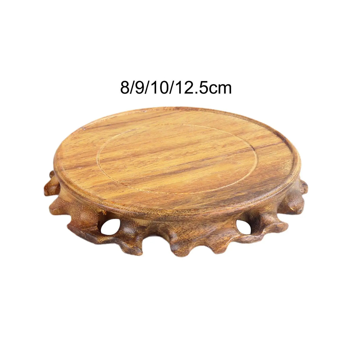 support circulaire bois marron clair traditionnel décoration vase pot stand naturel grain bois stable