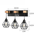 applique murale industrielle triple ampoule noir bois clair vintage mur trois lumières