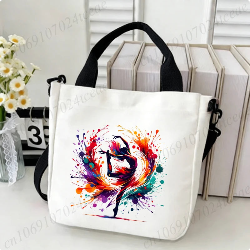 sac main femme toile danseuse papillons blanc moderne décontracté fourre tout