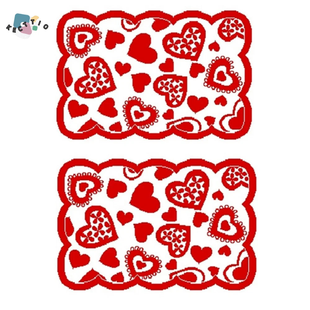 table runner rouge blanc coeurs transparents décoration valentin romantique table longue transparente motifs ajourés