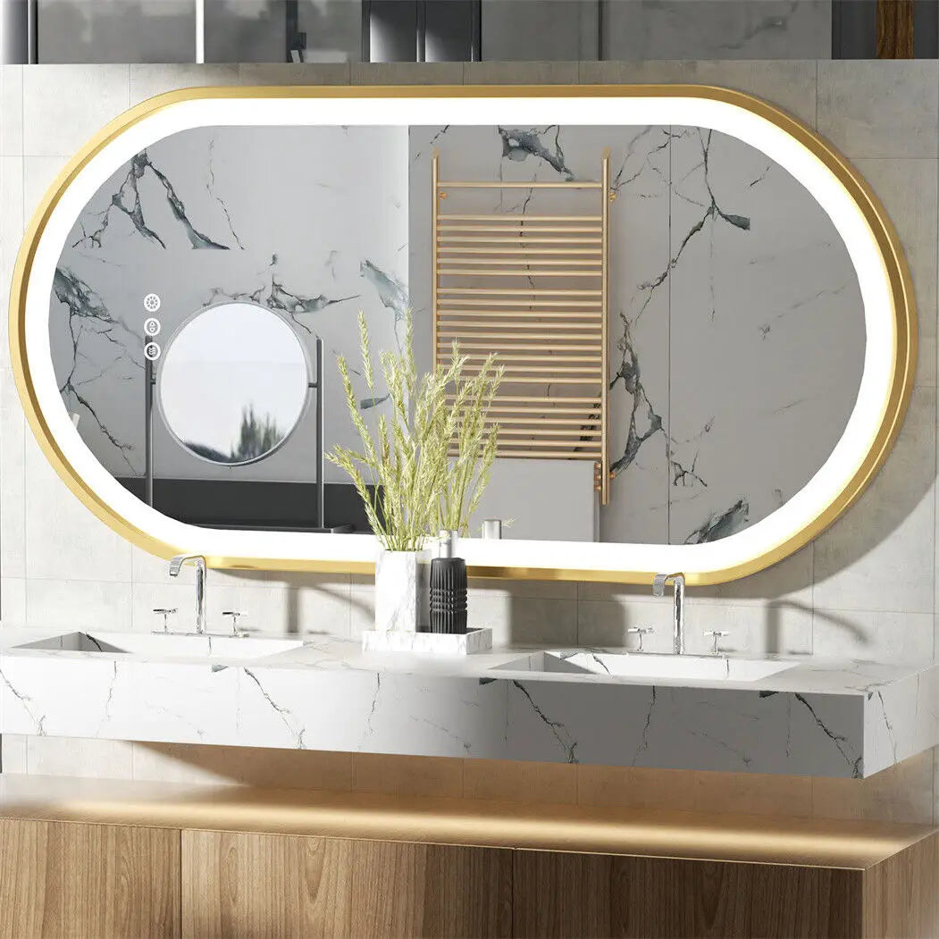 miroir mural ovale moderne or anti buée led 1000 1200 800 mmversible