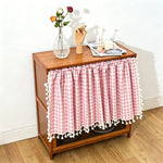 rideau décoratif gingham bleu vert rose rustique salon farmhouse vintage polyester