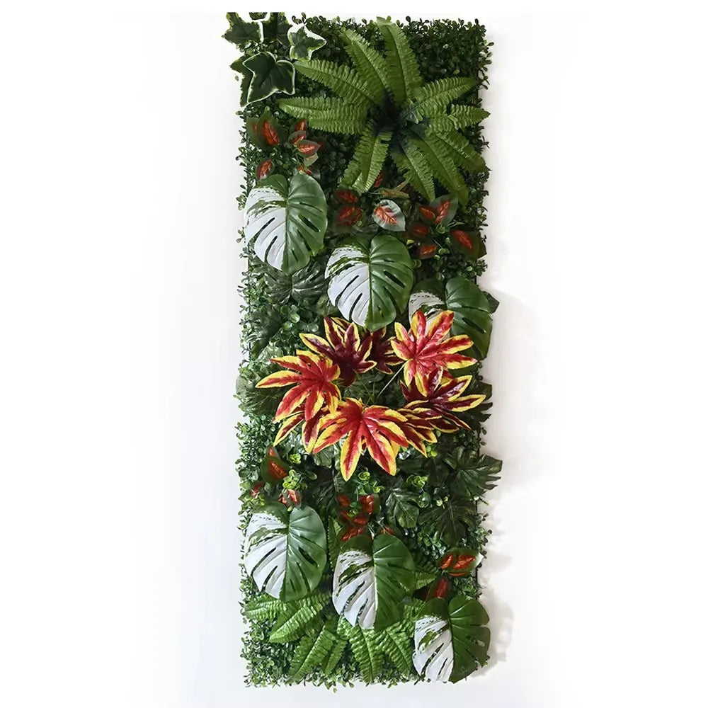 plantes artificielles feuilles vertes blanches bleues decoration murale exterieur naturelle accrochable