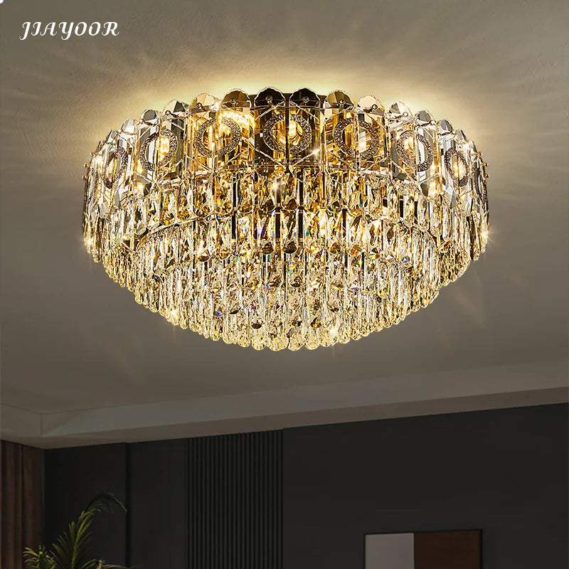 lampe moderne élégante cristal doré brillant led transparent chambre salon