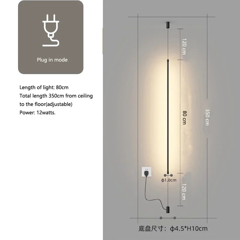 lampe poser moderne noire lisse salon chambre câble prise électrique