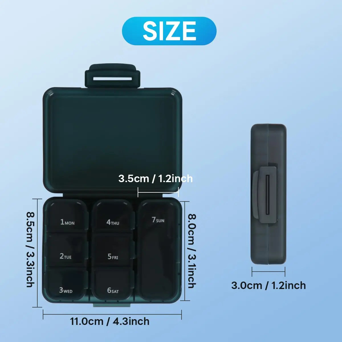 boîte rangement pilules semaines transparente moderne compartiments rigidifiants couvercle pratique portable voyage
