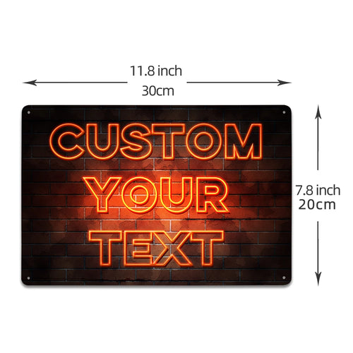 décoration murale moderne plaque métallique fond brique texte néon personnalisable noir orange lumineux casa
