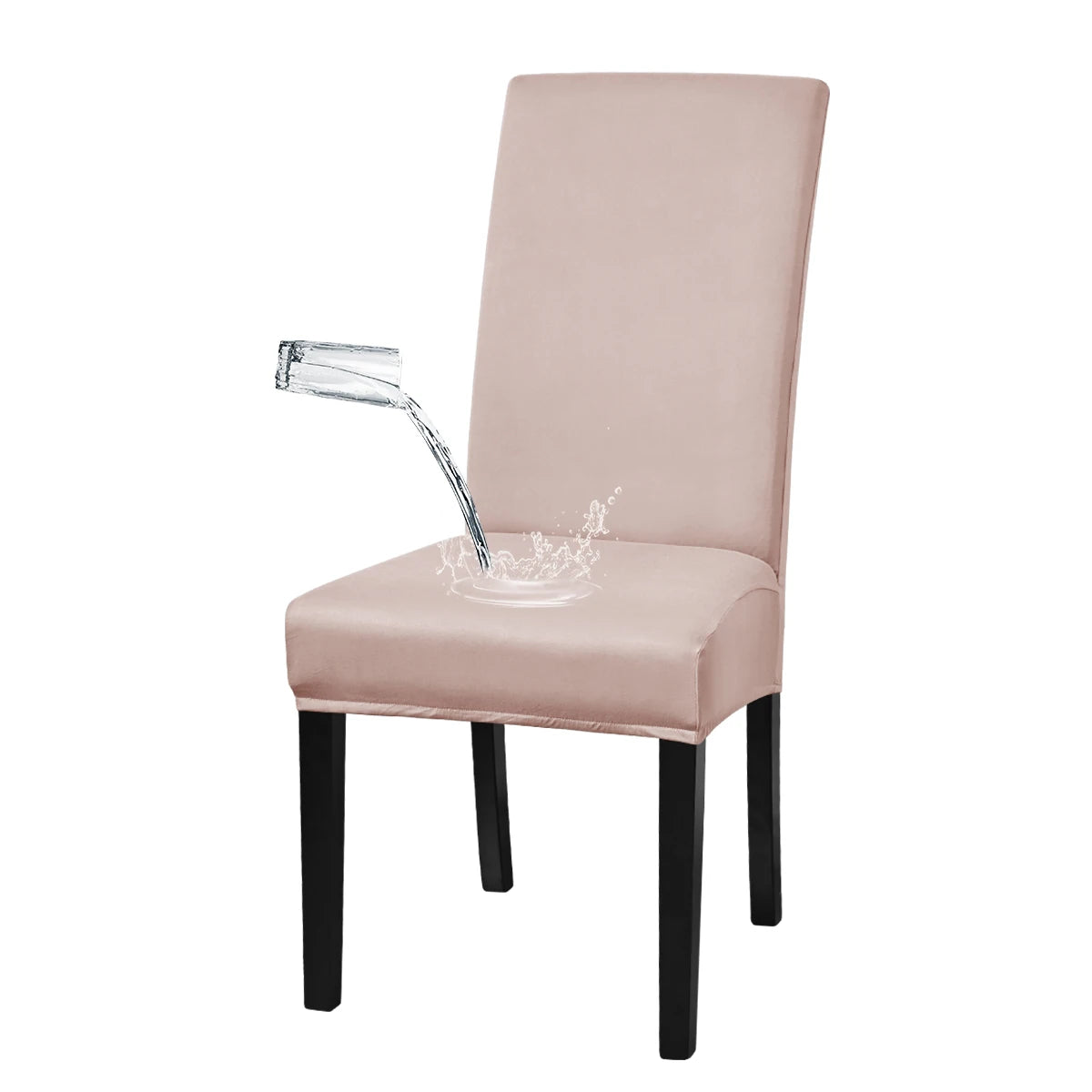 housse chaise moderne élasthanne polyester waterproof noir élastique transformation chaise ancienne neuve