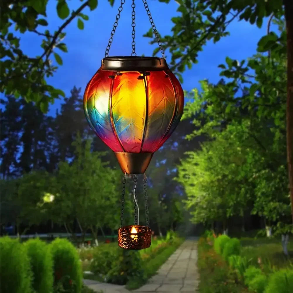 Lanterne multicolore ballon air chaud solaire LED feu clignotant anniversaire mariage événementextérieur