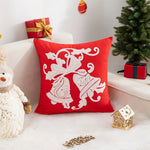 housses coussins brodées noël rennes neige opaques nordique rouge blanc gris festive
