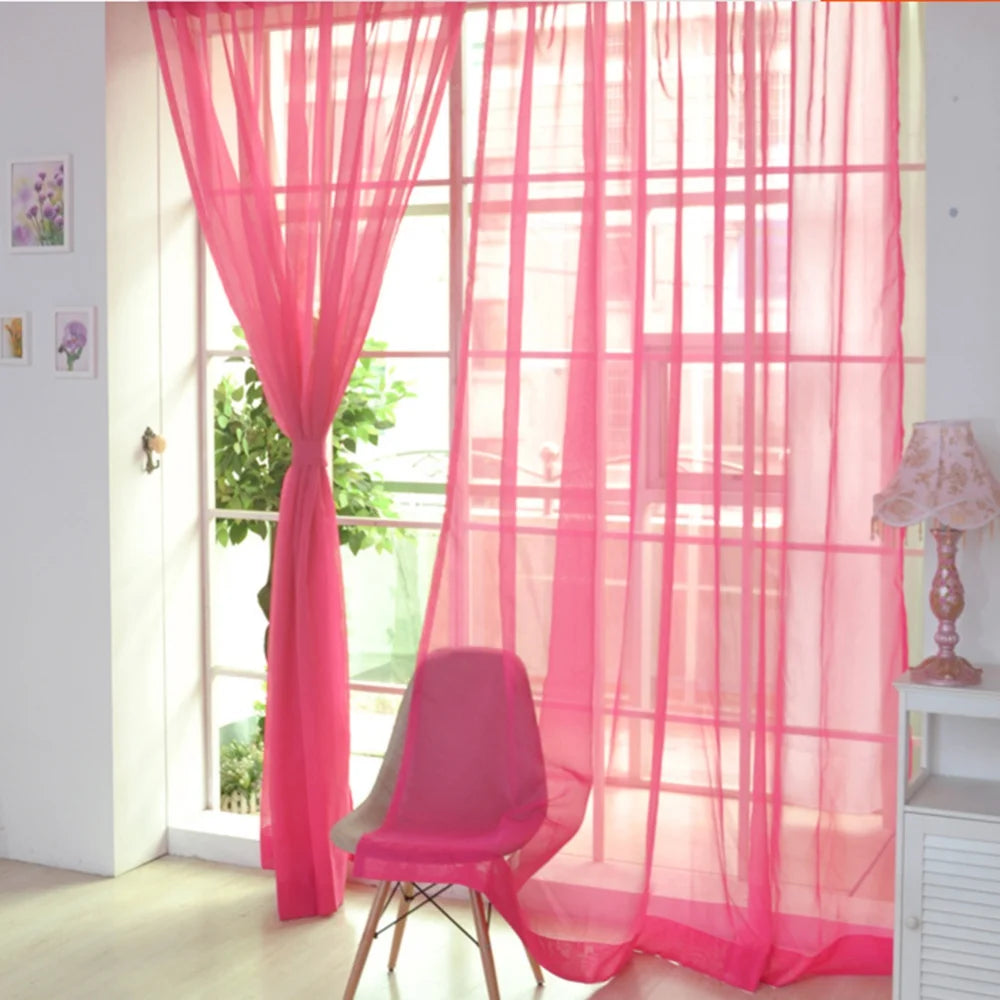 rideaux translucides modernes polyester rose blanc rouge bleu orange fenetre plate 100x200cm