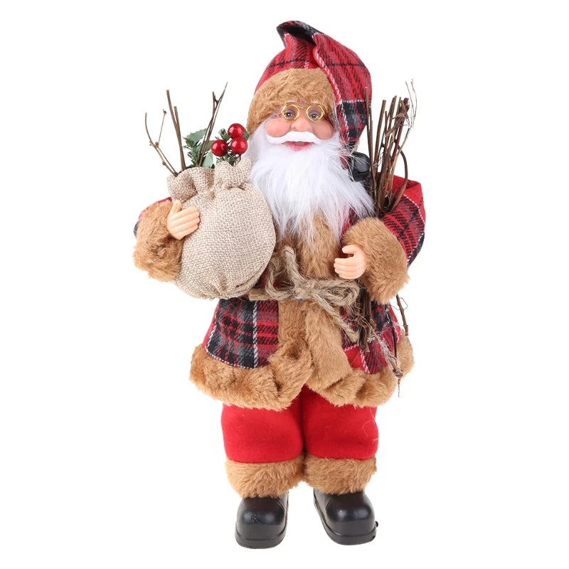 Père Noël décoratif en plastique de qualité 30cm couleur or sur sapin de Noël