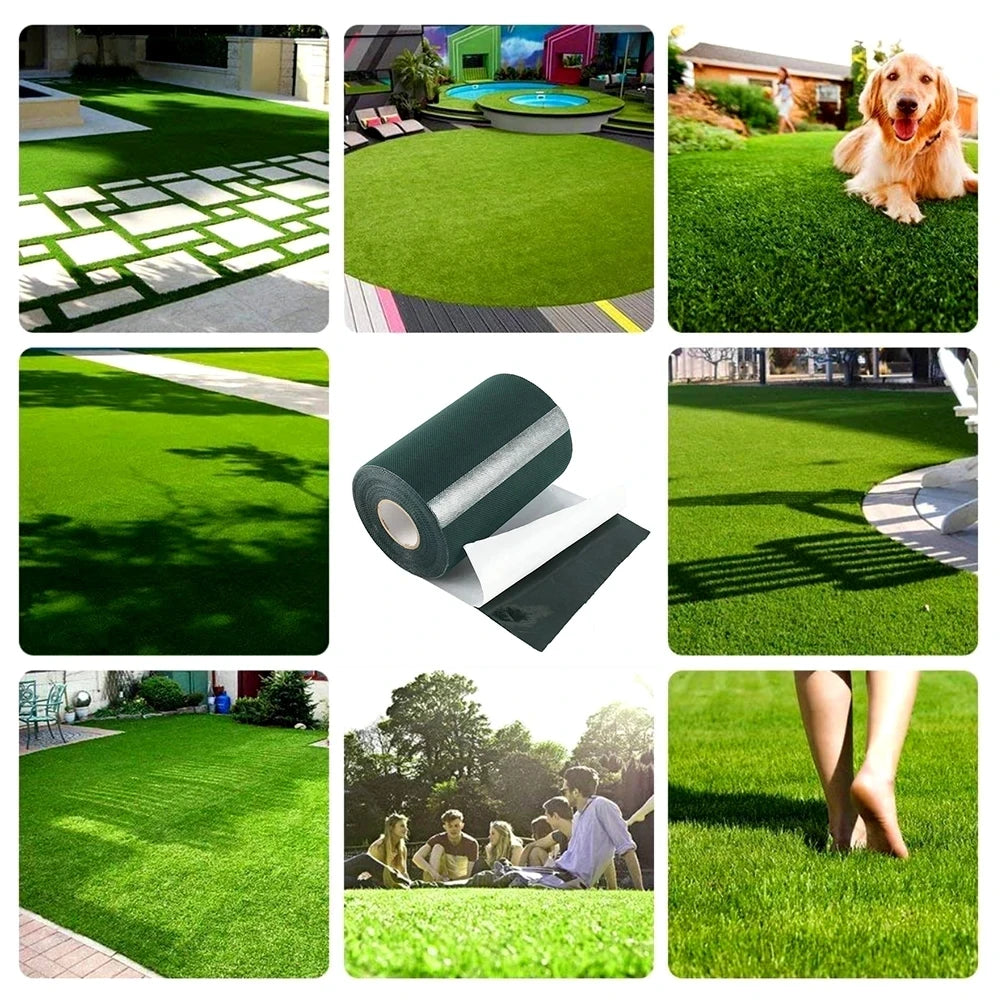 ruban adhésif gazon synthétique 10m long 15cm large tissu jointure jardin utilitaire vert opaque