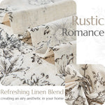 rideau fleur lin beige clair noir rustique romantique fenetre chambre coucher