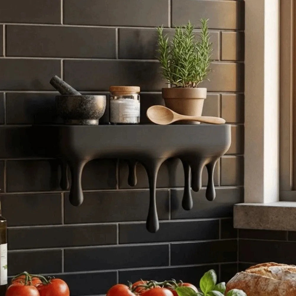 étagère murale moderne noir gouttes liquides ovale plastique stable salon bain