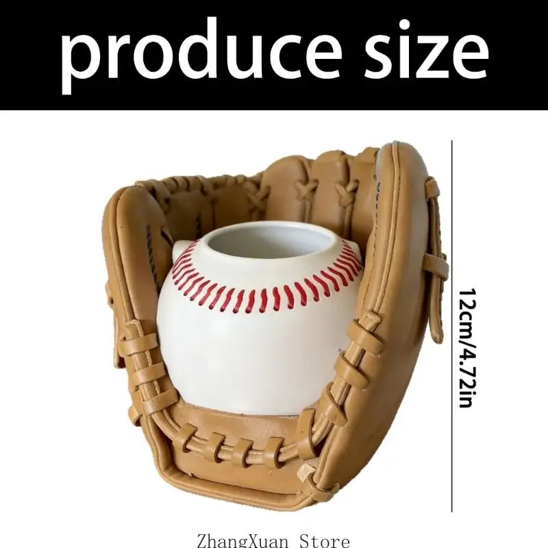 pot forme gant baseball marron clair rétro décoratif intérieur fleur artificielle