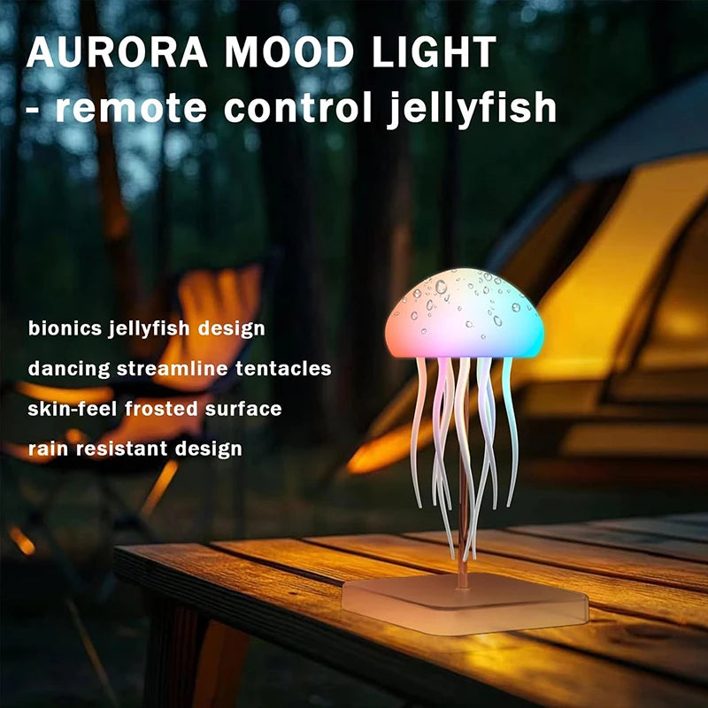 lampe led forme méduse multicolore effet dégradé télécommande moderne innovant texture froissée bionique base