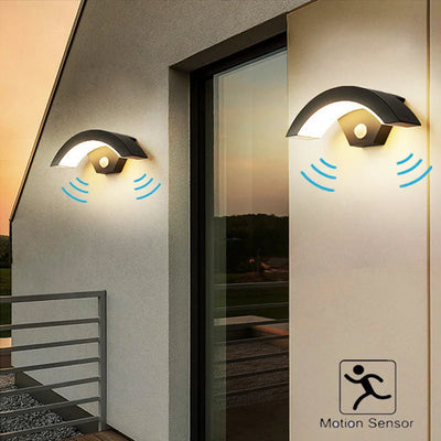 Applique murale LED extérieure en forme d'éventail noir design moderne