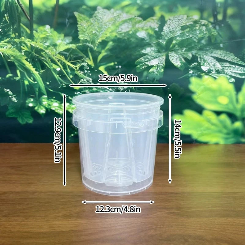 Pot plante moderne auto arrosant transparent controle racines drainage ornemental fleuri