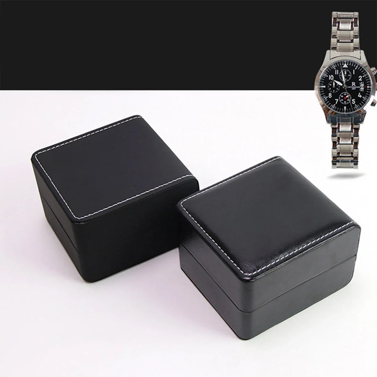 présentoir montre cuir classique argenté noir boîte rangement bracelet métallique organizer bijoux voyage