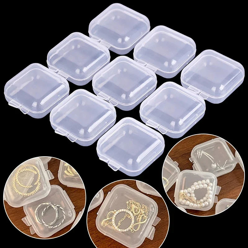 boîtes rangement bijoux transparentes plastique modernes poignées stockage oreilles anneaux bracelets set pratique