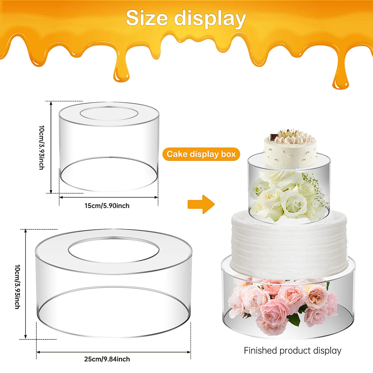 support gâteaux transparent moderne exposition pâtisserie anniversaire mariage décoration table respectueux environnement couvertures motifs