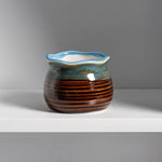 pots ceramique maincite rayes horizontales moderne marron vert bleu jaune