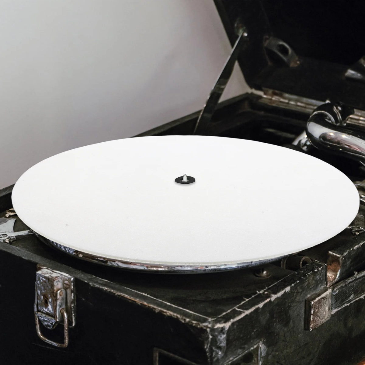 tapis feutre vinyle antidérapant plateau tournant phonographe mat glisse record lunaire moderne vintage blanc