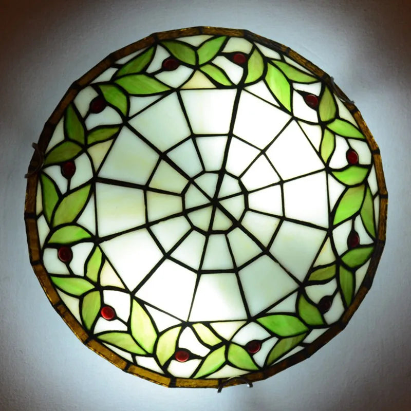 plafonnier tiffany floral orange bleu vert blanc rouge touches interrupteur led vis chromé