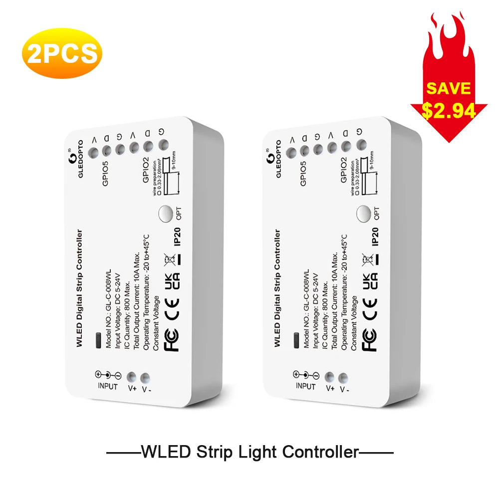 contrôleur numérique led wifi app wled strip light abs moderne blanc fonctionnel/gpio