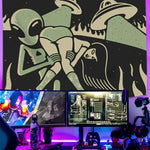 tapisserie cartoon aliens dessin animé noir vert clair tapisserie intérieure clips inclusion