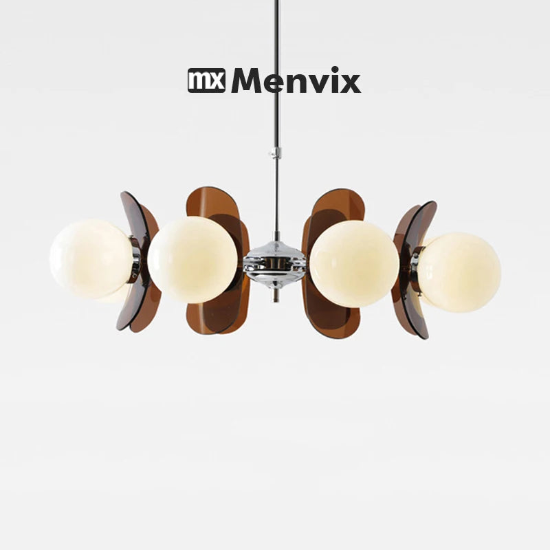 suspension lumineuse moderne disques géométriques blanc marron orange doré