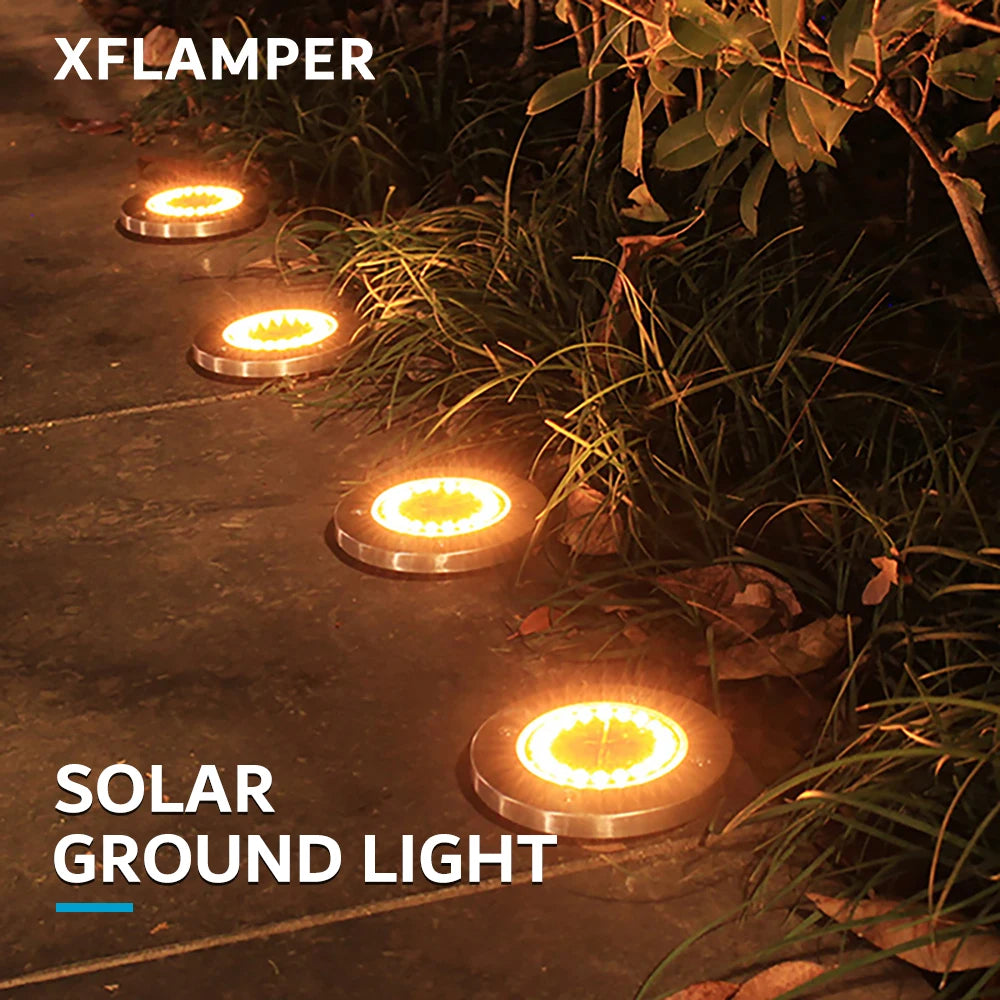 lampe solaire extérieure 20 led argentée insertion sol moderne